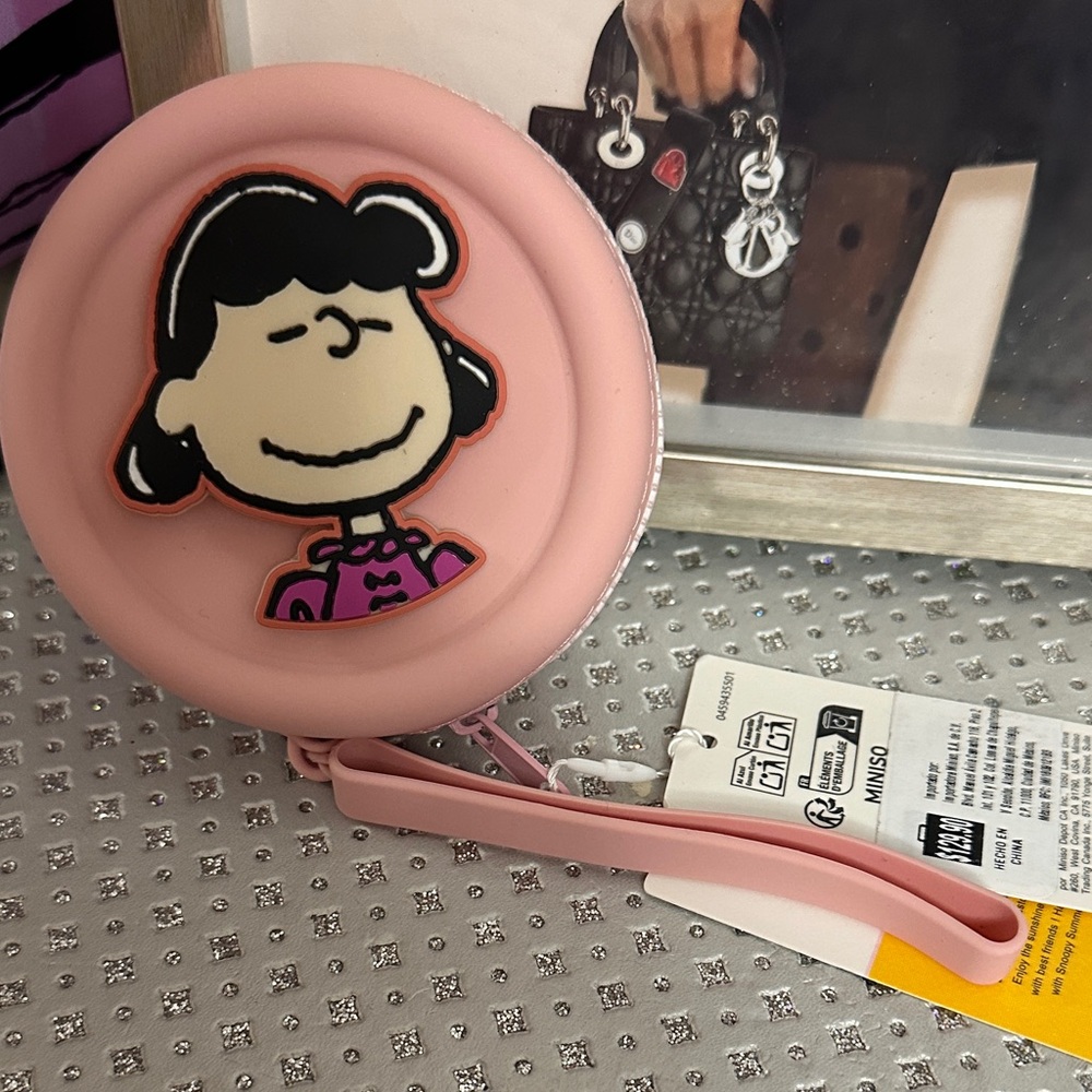 Peanuts Lucy Silicon Pink Coin Pouch Wristlet NWT
